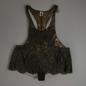 Black vintage  Sheer Lace Teddy sz XS